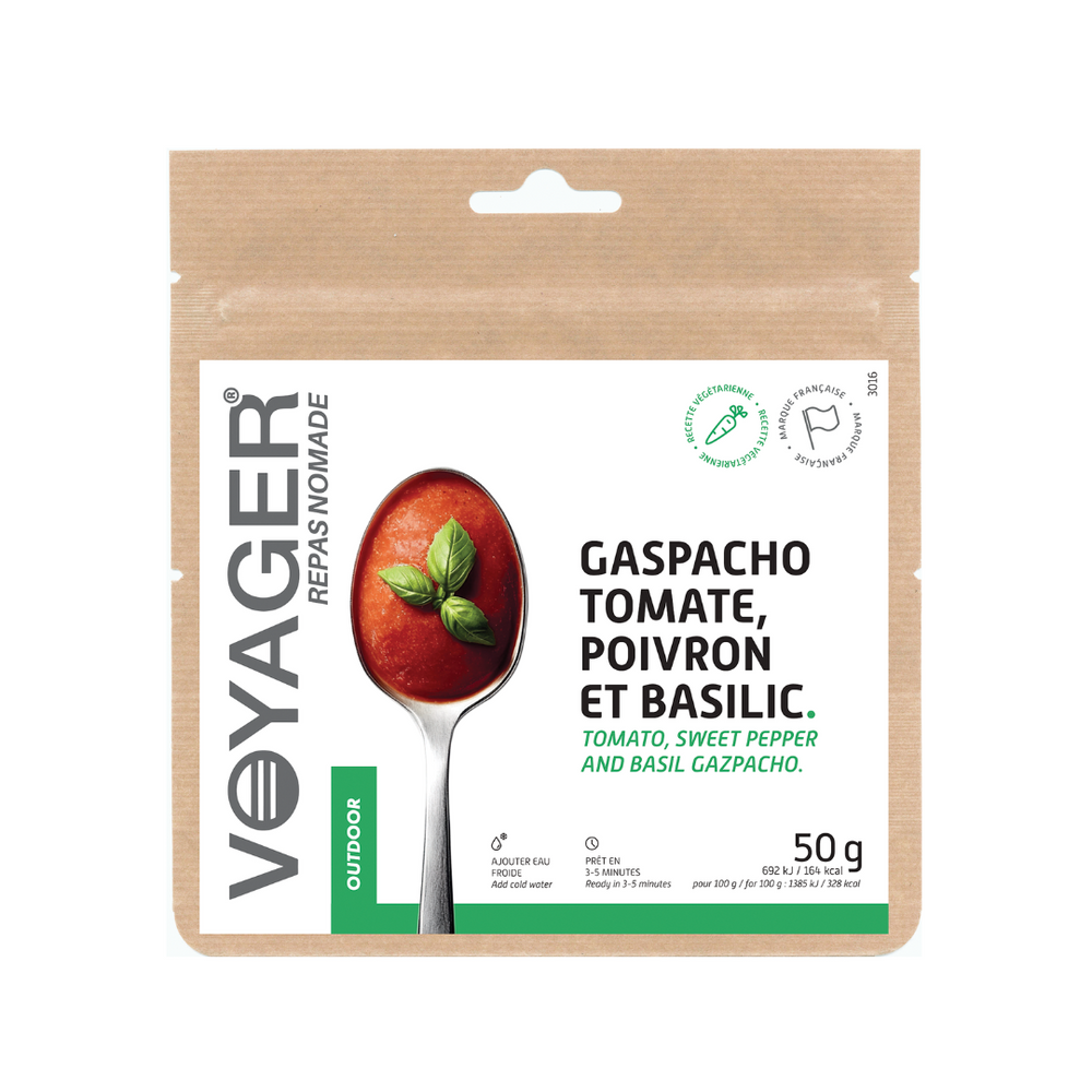 Gaspacho tomate, poivron et basilic