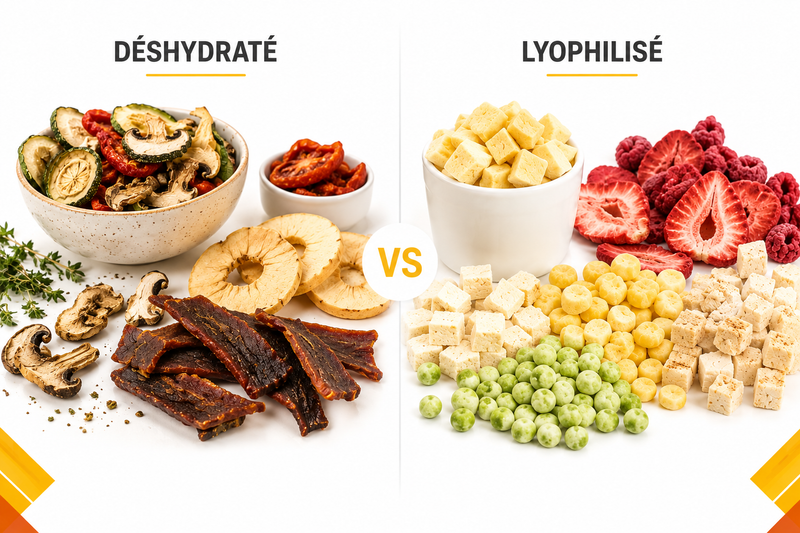 Repas lyophilisés vs repas déshydratés