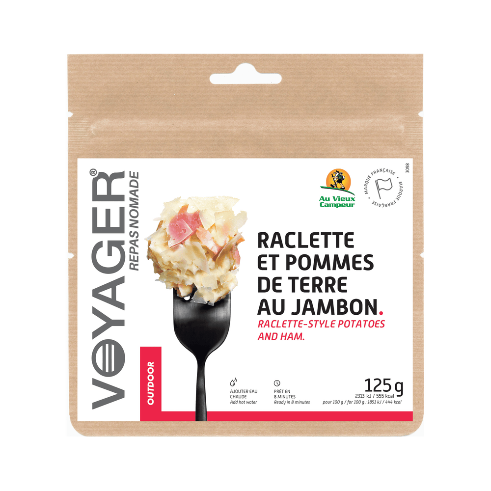 Raclette et pomme de terre au jambon lyophilisée