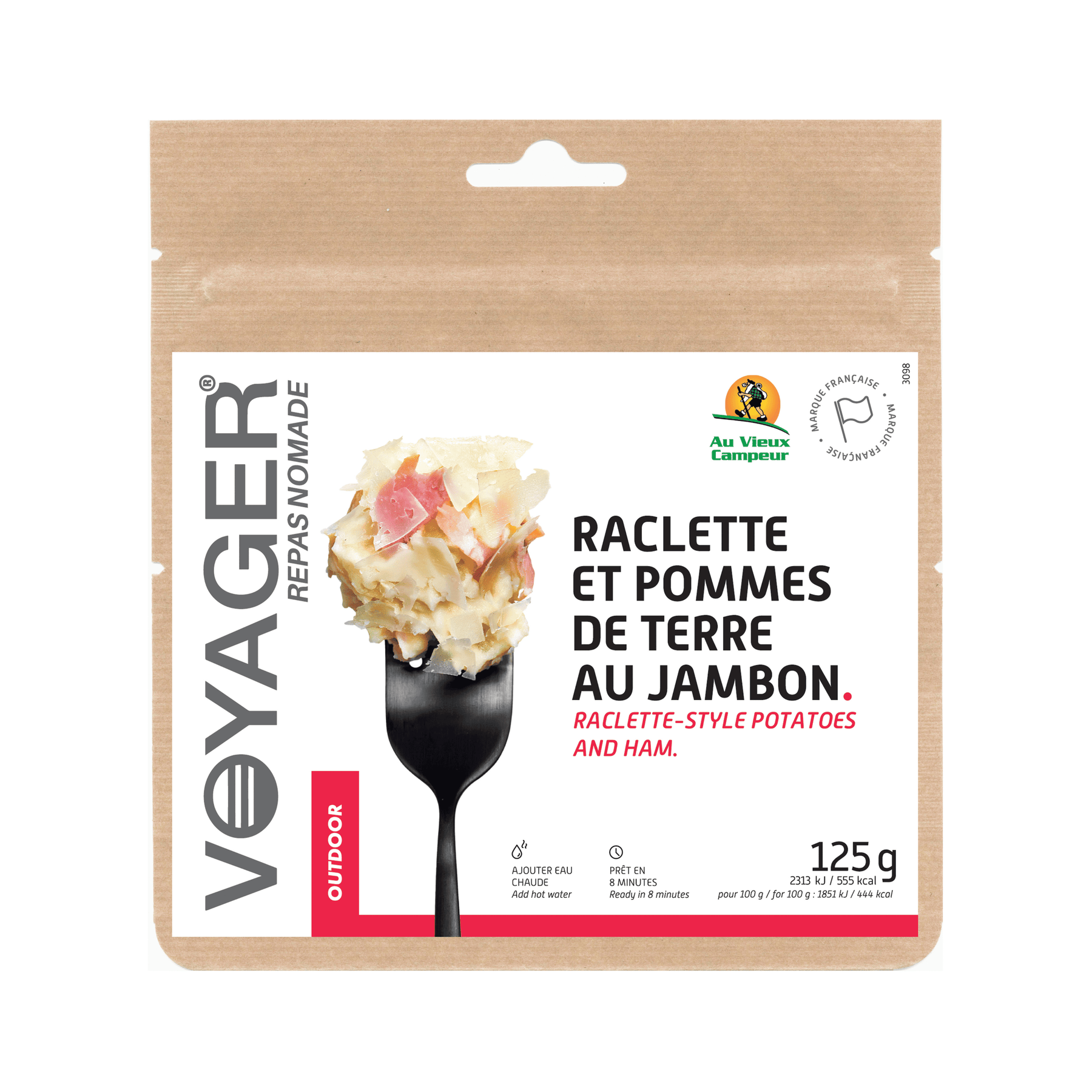 Raclette et pommes de terre au jambon lyophilisée 