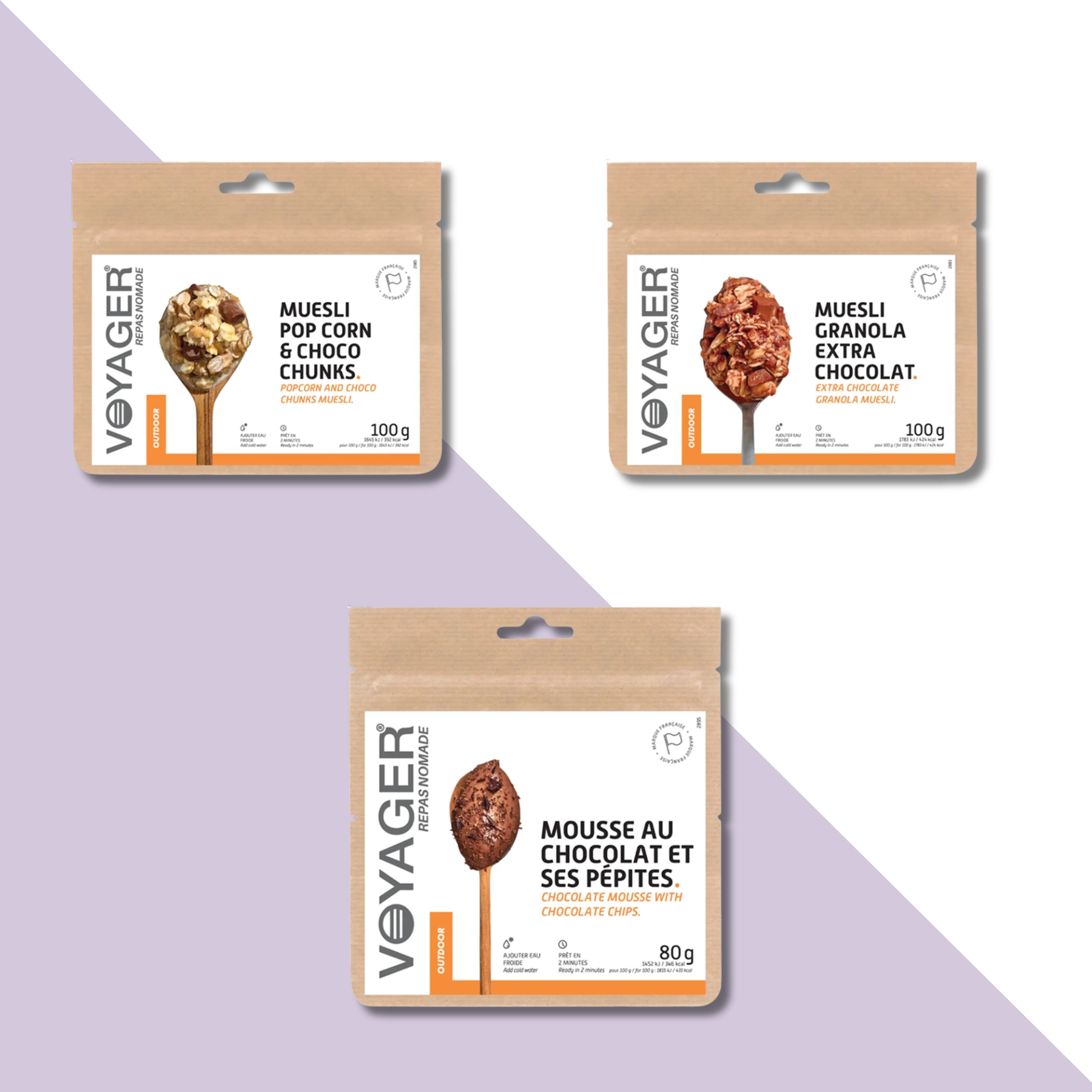 Lot de 3 Recettes Extra Chocolat Lyophilisées