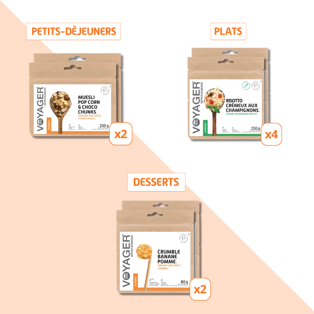 Déclinaison pack découverte de repas lyophilisés 48heures
