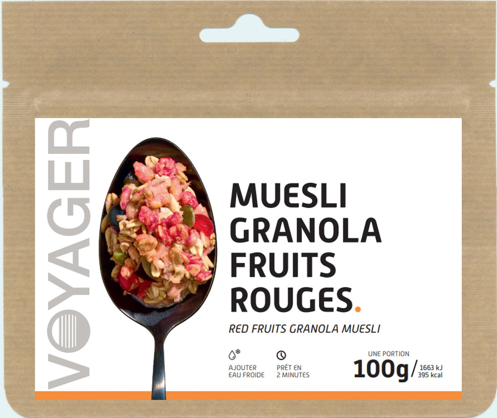 Muesli granola fruits rouges lyophilisés - 100g - 395 kcal