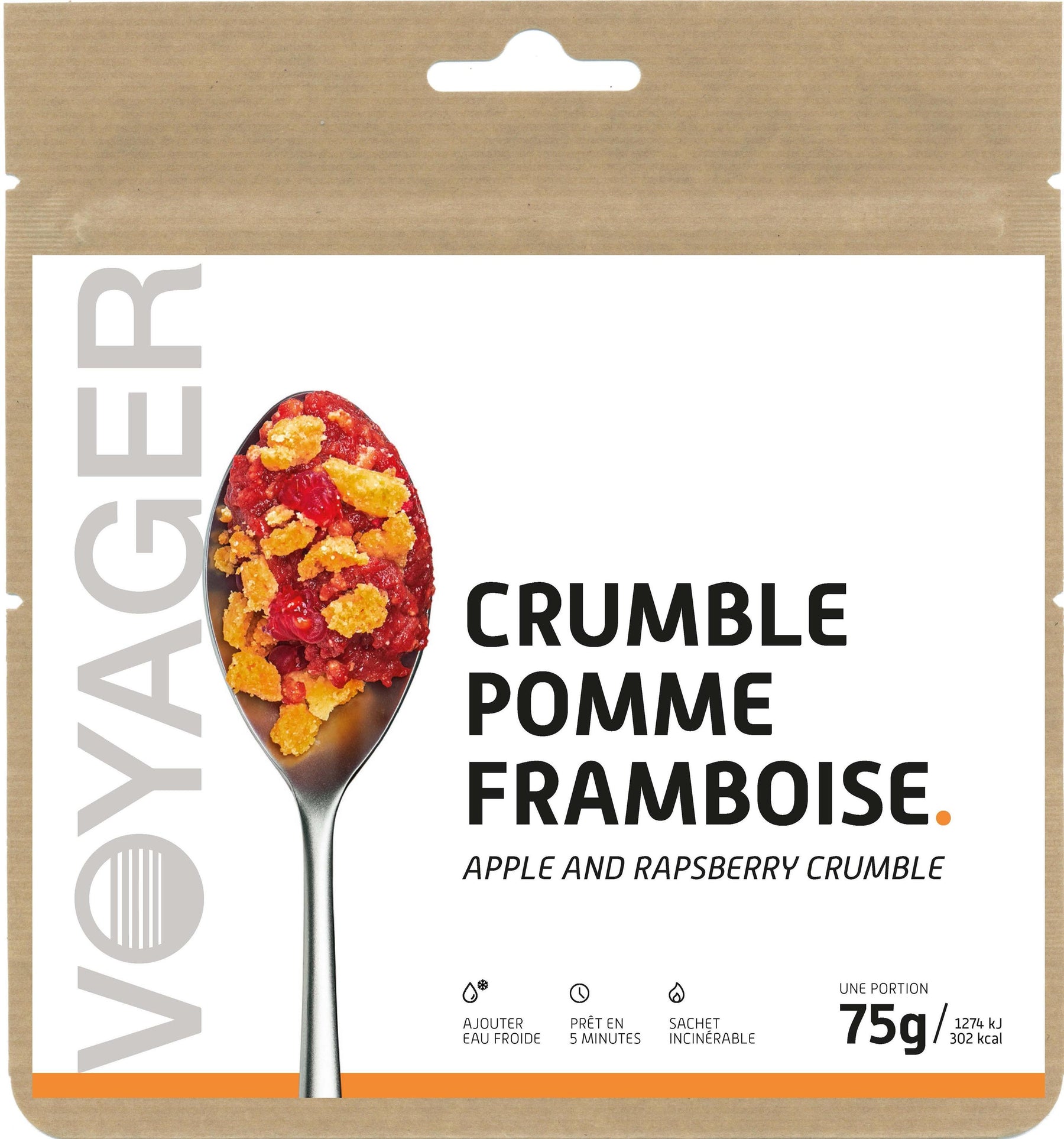 Crumble pomme-framboise lyophilisé - 75g - 307 kcal