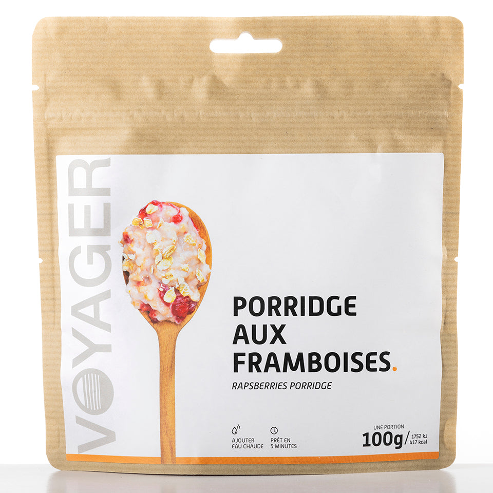 Porridge aux framboises lyophilisées - 100g - 434 kcal