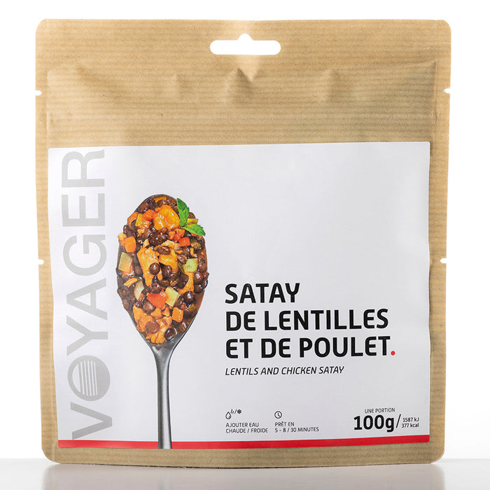 Lentil and freeze-dried chicken satay - 100g - 390 kcal